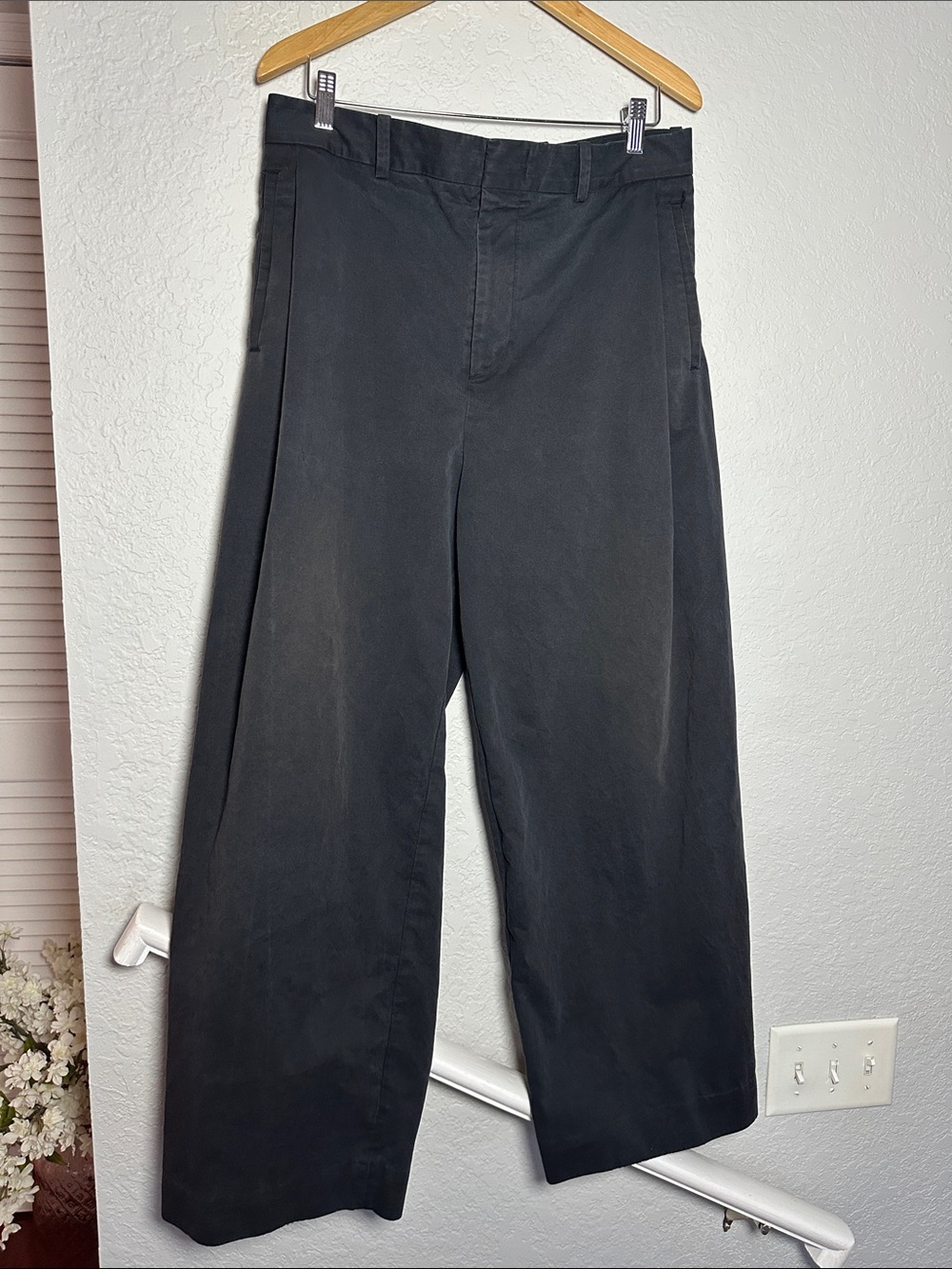 COS Classic Men's Black Chino Pants Wide Leg 34R Hipster Baggy